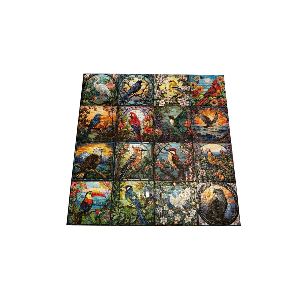 Pickforu Birds Art Stained Glass Jigsaw Puzzle 1000 Piece Z-503 Colorful Nature